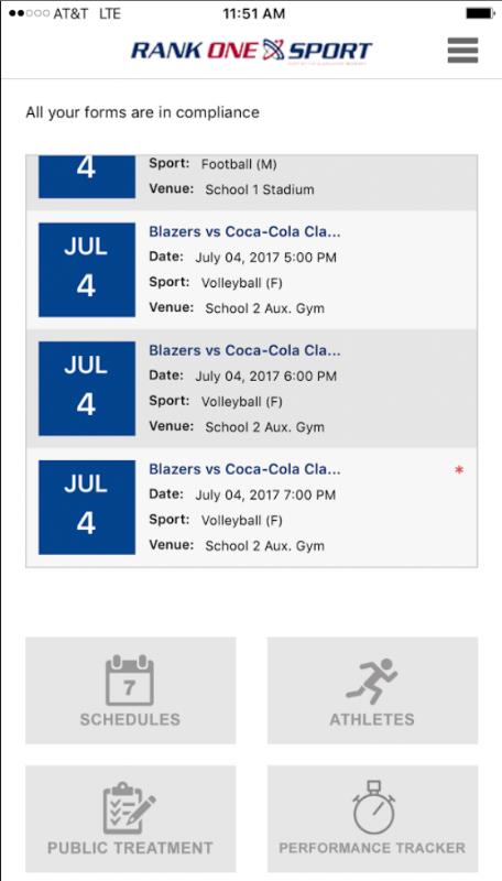 App home screen with Schedules button highlighted