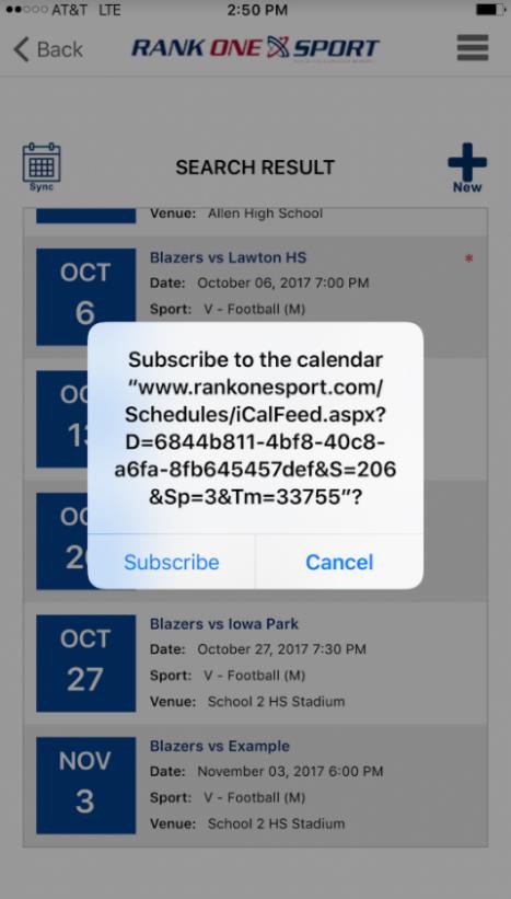Sync button and Subscribe confirmation dialog