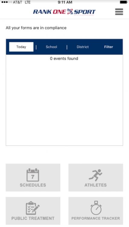 App home screen with Athletes button