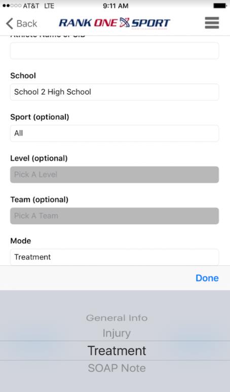 School selection screen