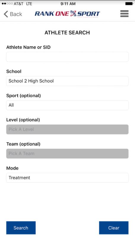 Mode selection showing Treatment option