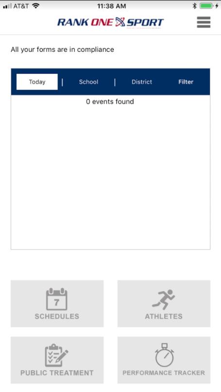 App home screen with Performance Tracker button