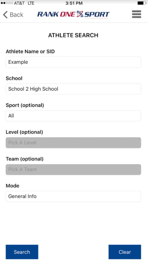 Search by Name/ID screen
