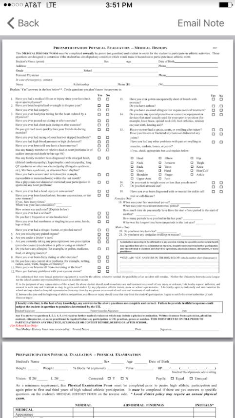 Email Note option for sharing the document