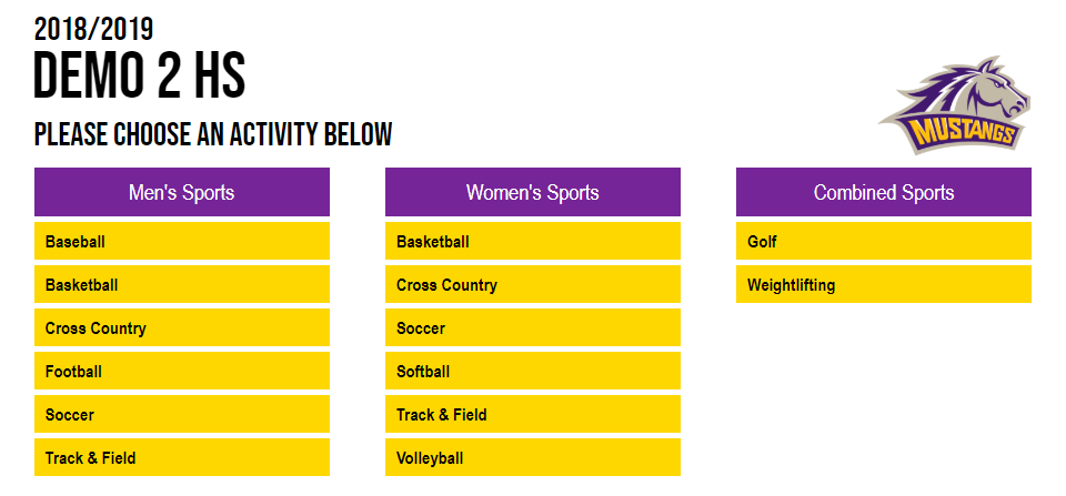 Select your sport from the activity list