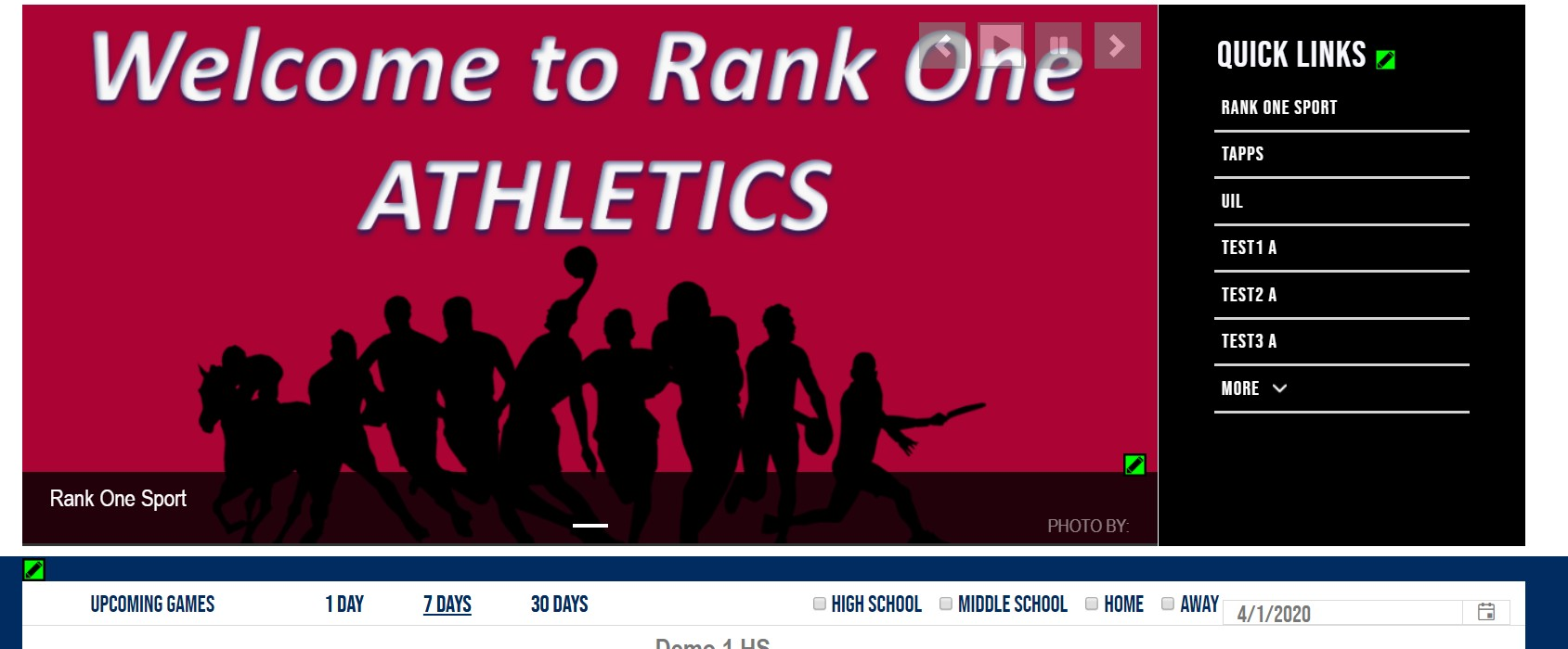 District homepage with edit icon location highlighted