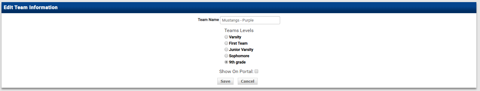 Show On Portal checkbox