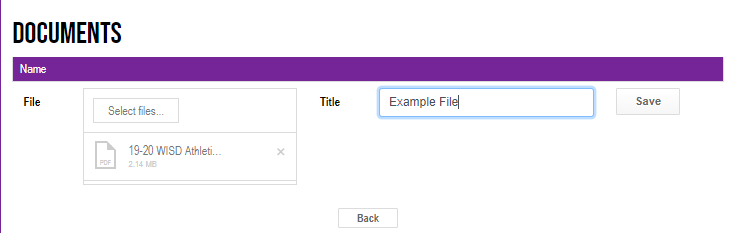 Select file and enter document title