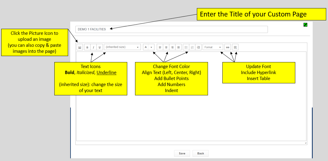 Custom page editor