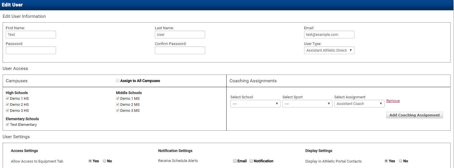 Contacts page with Add Contact option