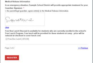 Discount example at registration