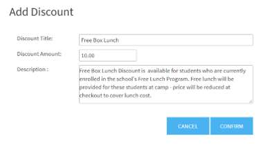 Custom discount code example