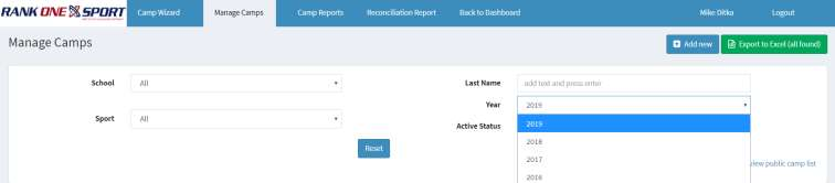 Inactive status and year filter