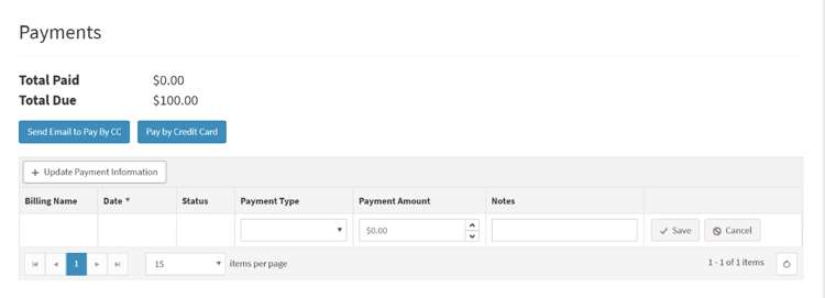 Update Payment Information button highlighted