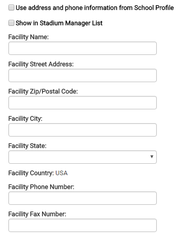 Facility entry form with name and address fields