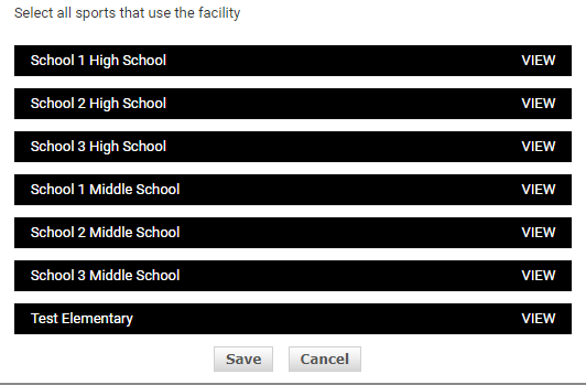 List of schools to assign to the facility