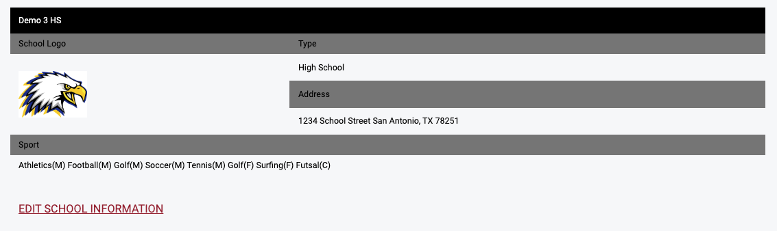 Edit School Information button