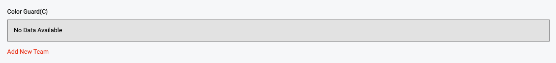 Add New Team link and team name field