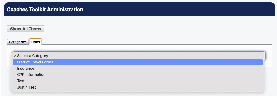 PDF attachment form with category selection