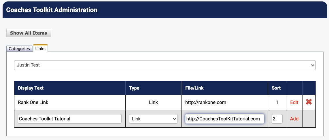 Dashboard view showing the Coaches Toolkit