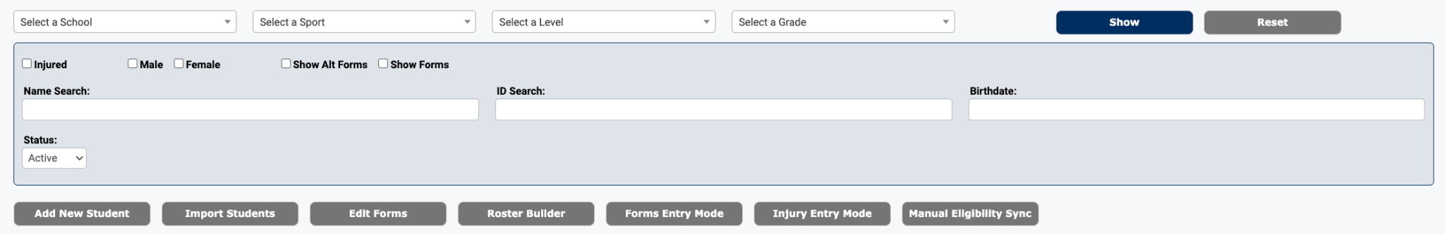 Master List with Forms Entry Mode button highlighted