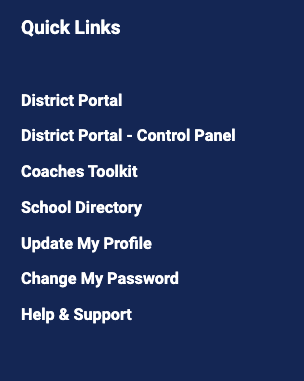 Dashboard Quick Links panel showing Change My Password link