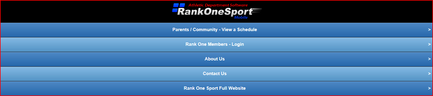 Mobile website login page with Rank One Members Login tab