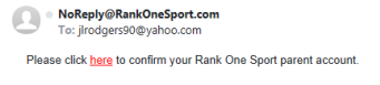 Confirmation email with verification link