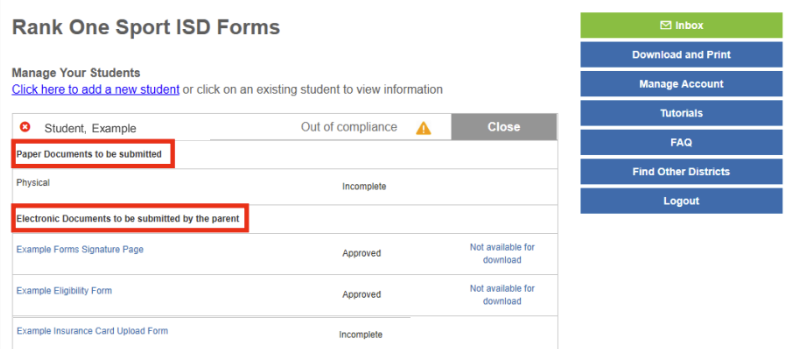 Forms list showing Paper Documents and Electronic Documents sections