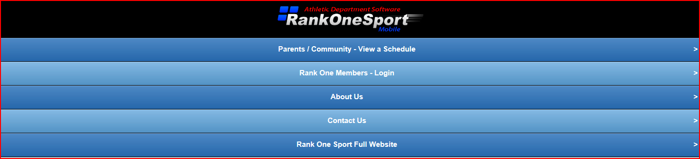 Mobile website home page showing Parents/Community option