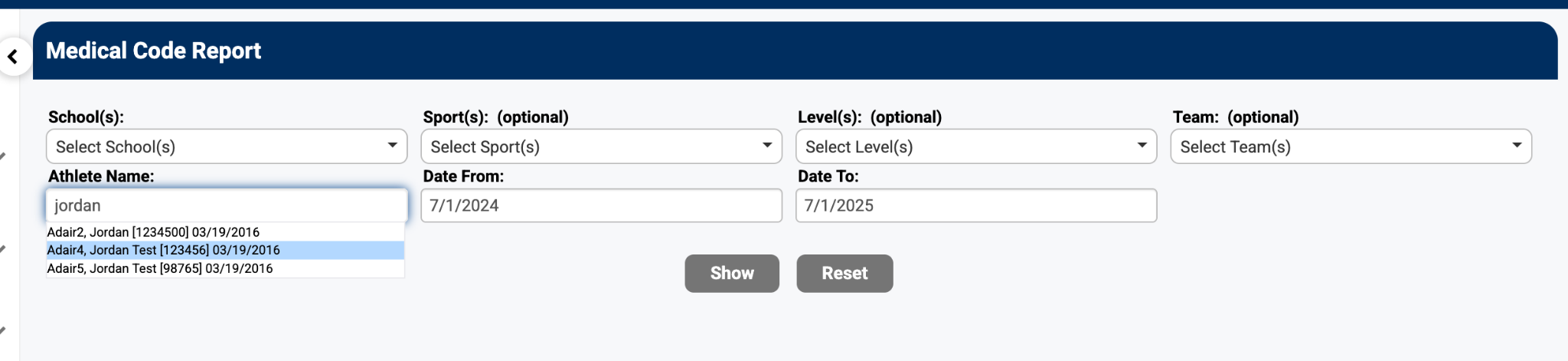 Export to PDF and Export to Excel buttons