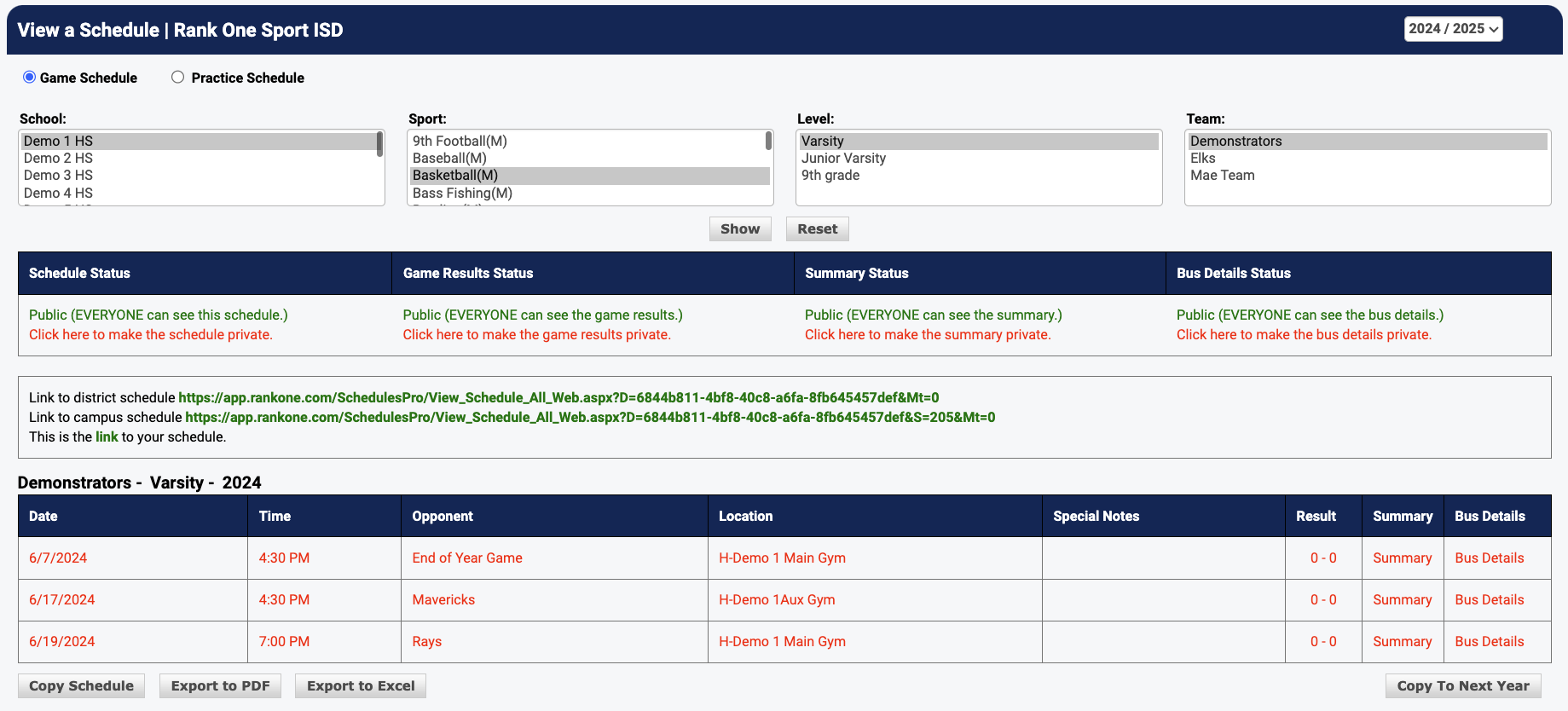 Step 2 - Select schedule and click Show