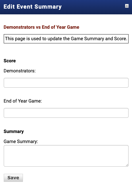 Step 3 - Enter score or summary