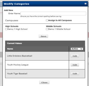 Step 3 - Add a new category and assign to campus