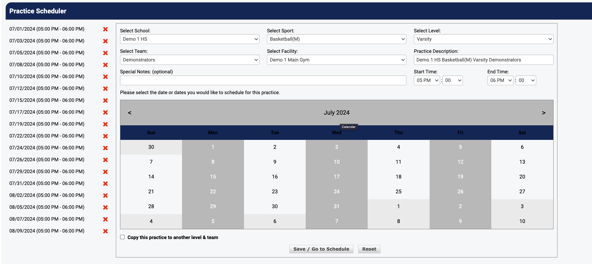 Step 3 - Select dates from calendar